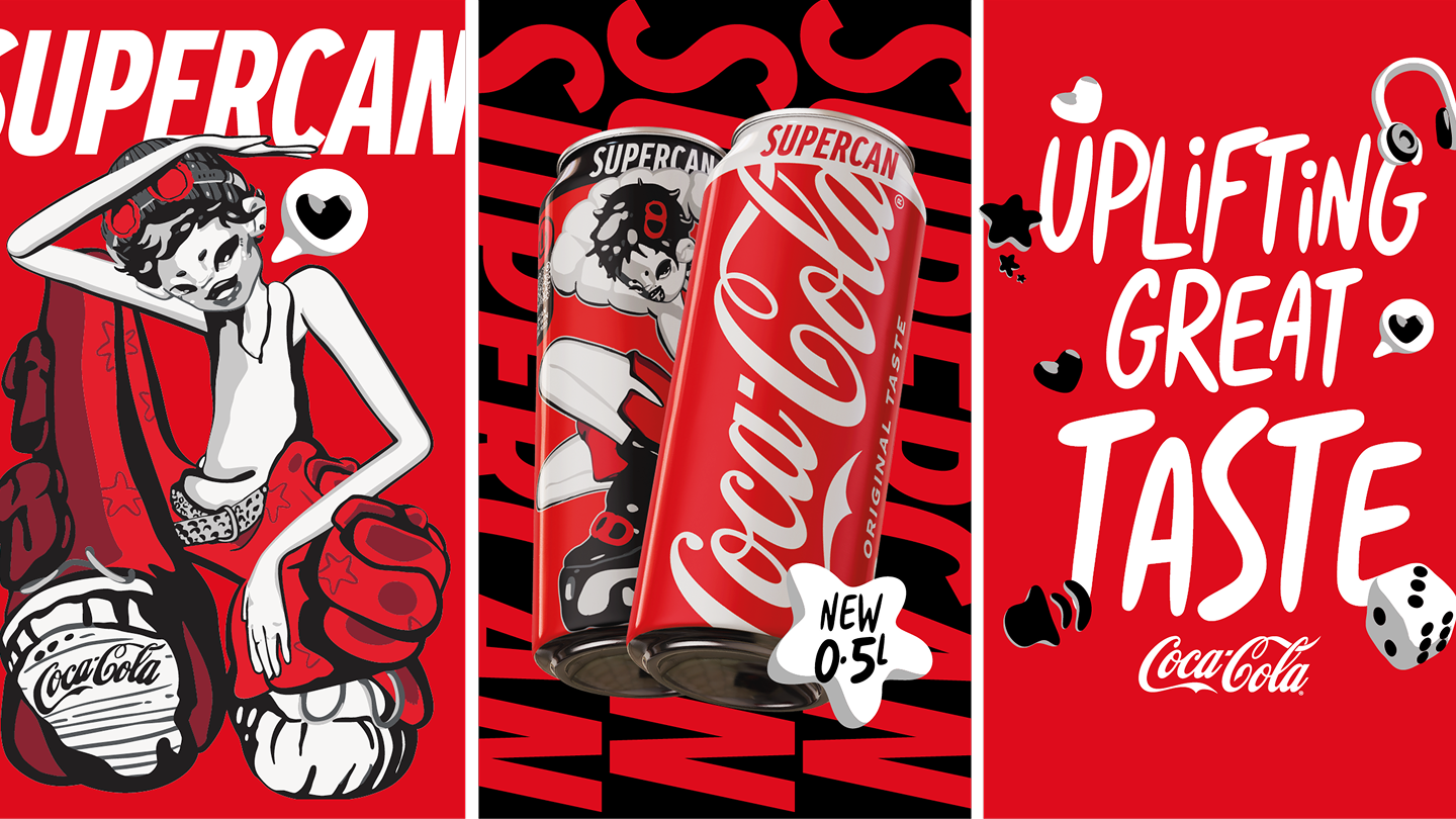 Tres personas brindando con bebidas Fanta, en botella y en vaso con hielo, en un ambiente relajado y luminoso.