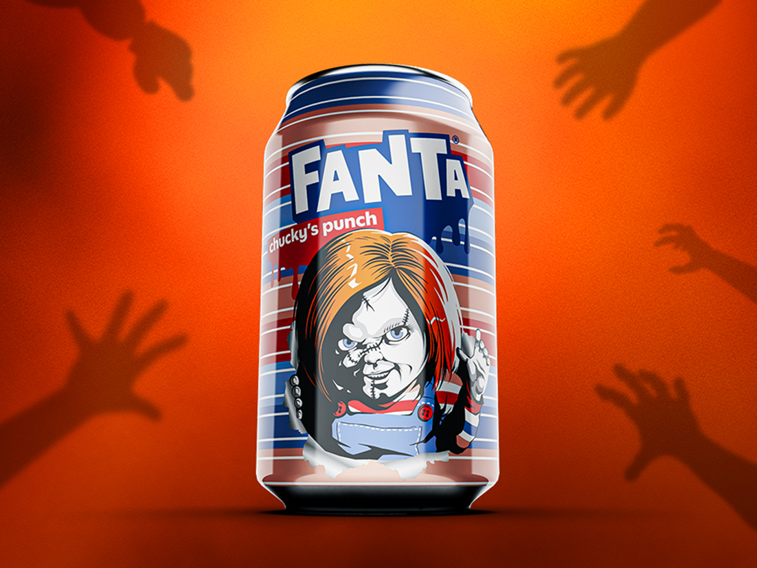 a can of Chucky Punch Fanta