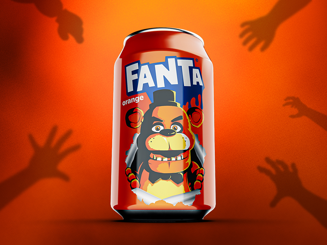 a can of Orange x Freddy FazBear fanta