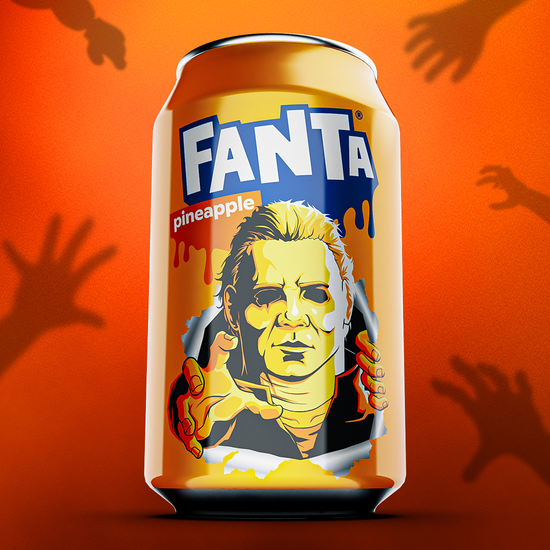 Fanta Pineapple can with Michael Myers image featured
