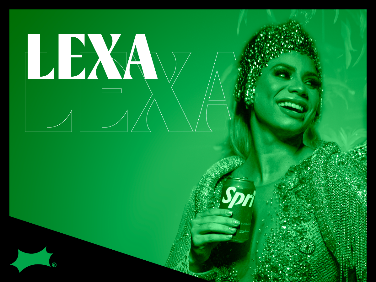 Image of artist, Lexa, with green tint and the Sprite Limelight logo