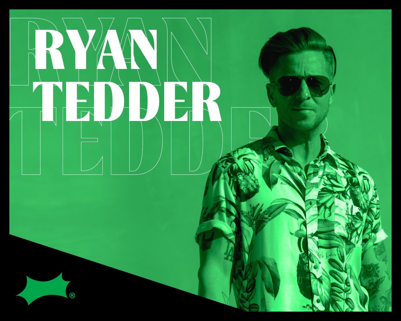 Image of artist, Ryan Tedder, with green tint and the Sprite Limelight logo