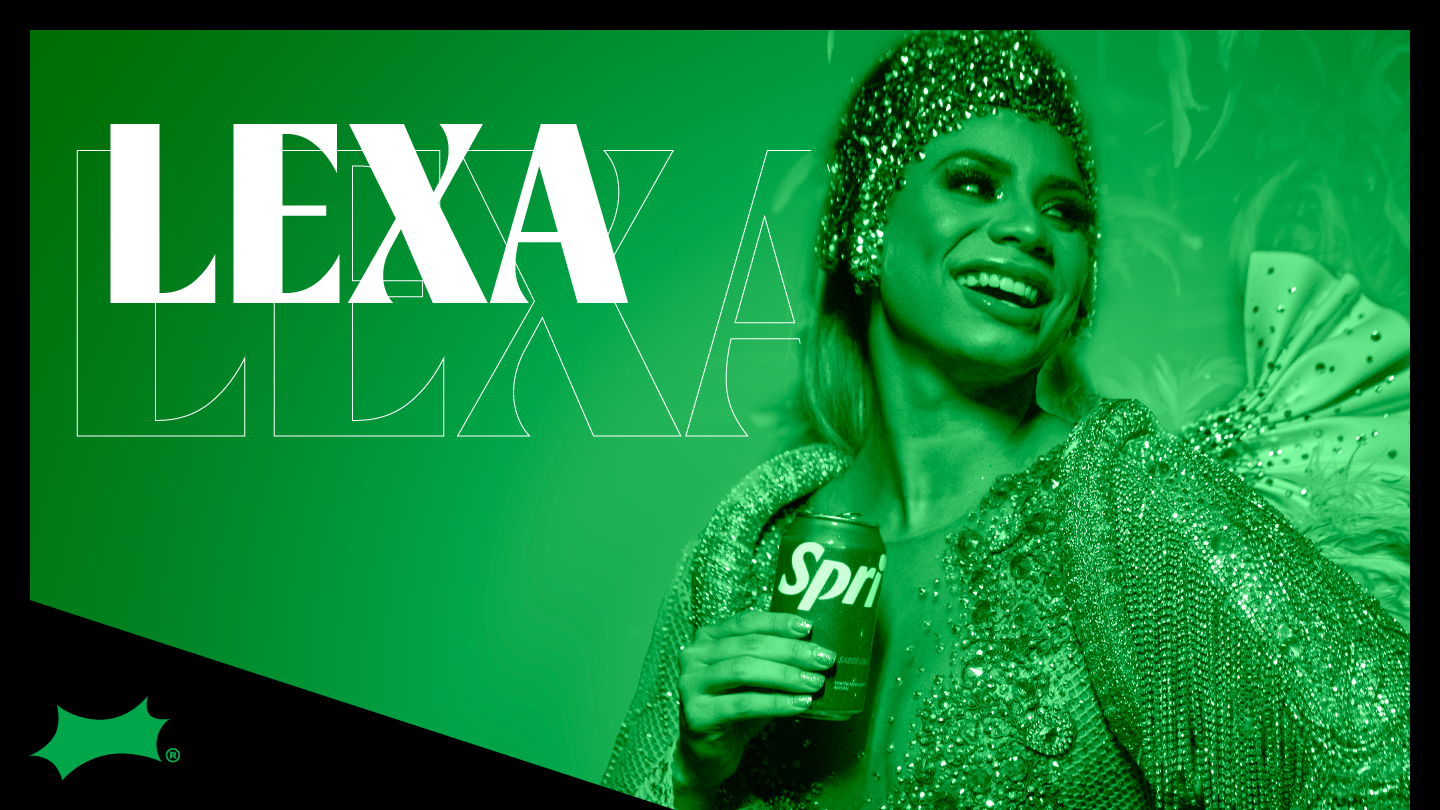 Image of artist, Lexa, with green tint and the Sprite Limelight logo