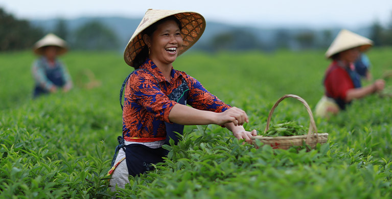 Woman smiling while working in agriculture area