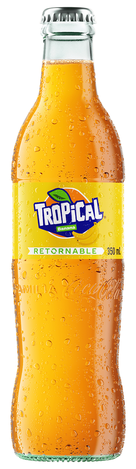 Botella de vidrio retornable de Tropical sabor banana de 350 ml