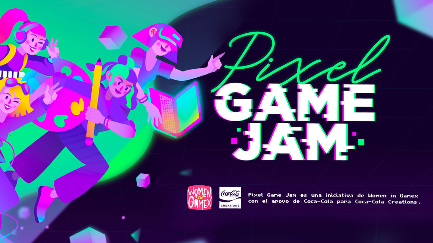Ilustración de mujeres participando en Pixel Game Jam.