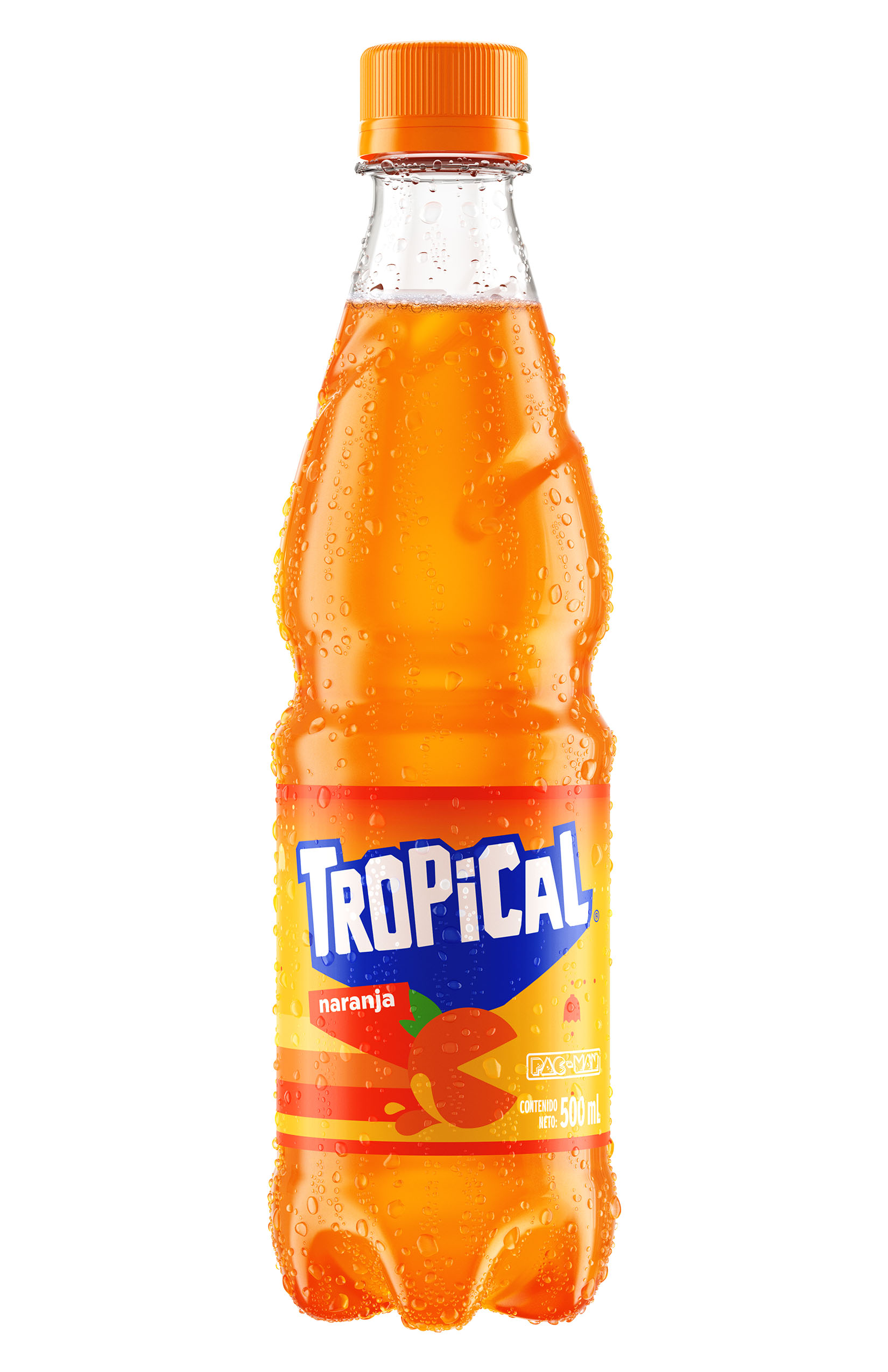 : Botella de 500 ml de Tropical sabor banana en su edición limitada Tropical Pac-man