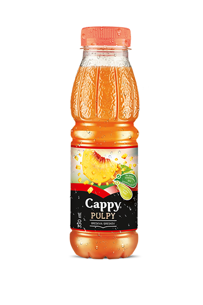 cappy pulpy breskva sok sa bijelom pozadinom