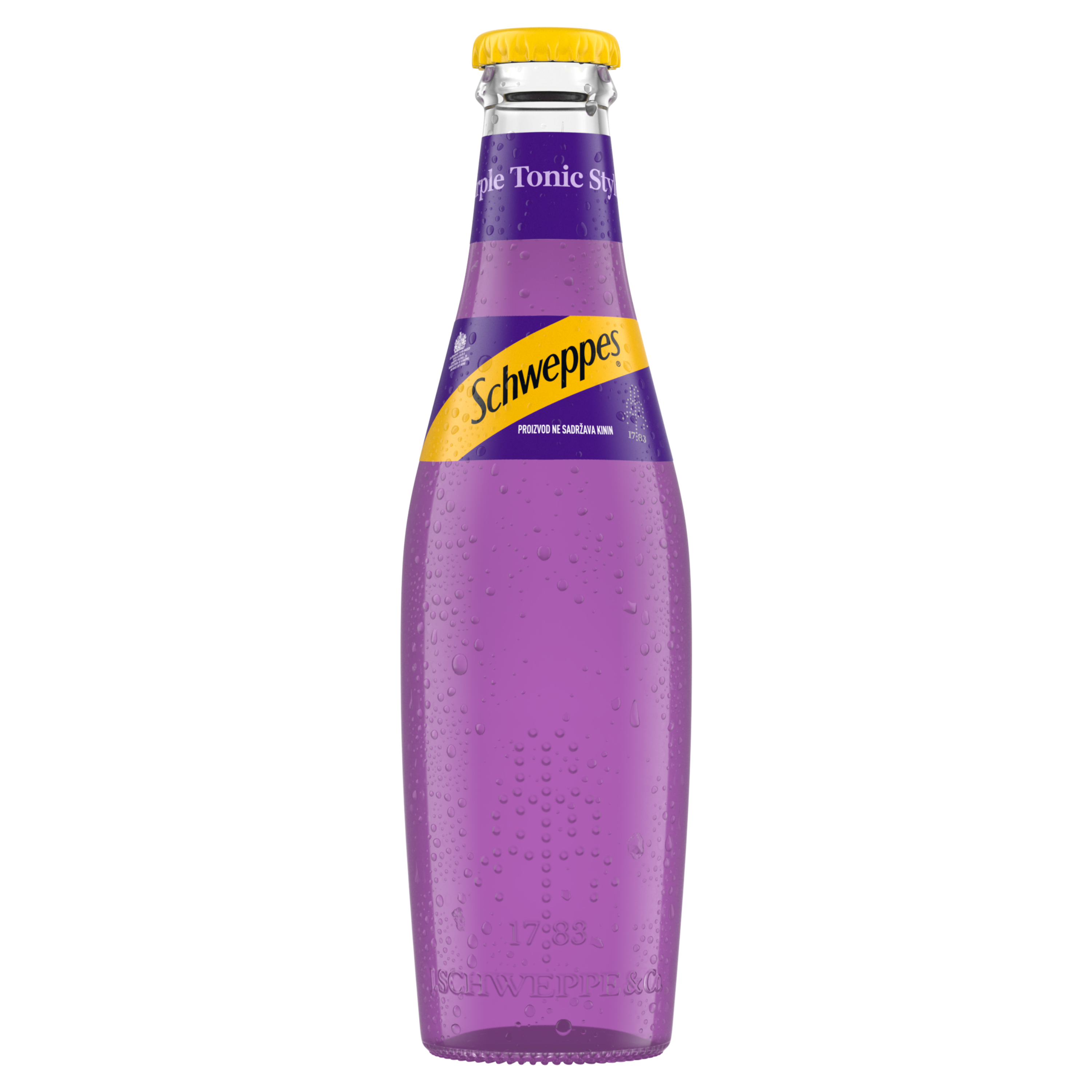 Schweppes Purple bočica s bijelom pozadinom