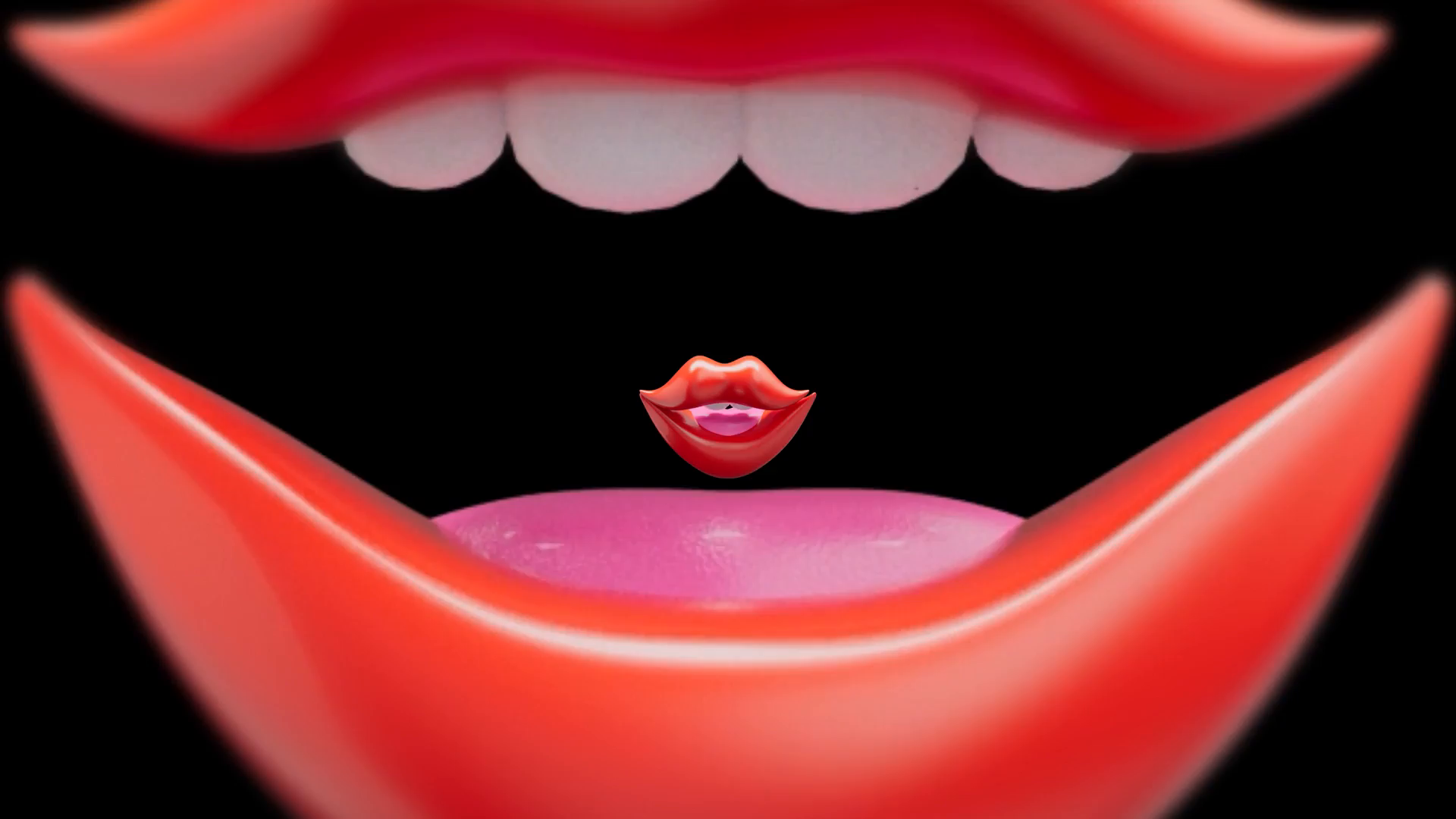 ilustrovane usne i zubi sa crnom pozadinom i u njima jos jedne usne