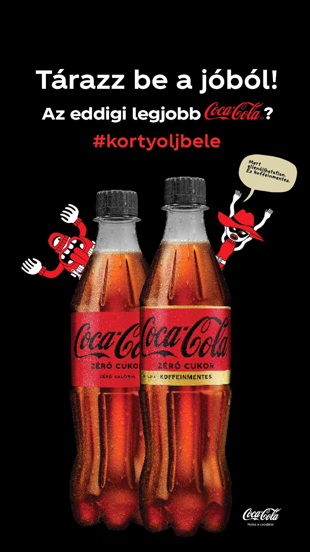 Coca-Cola Zéró kampány állókép két palack üdítő