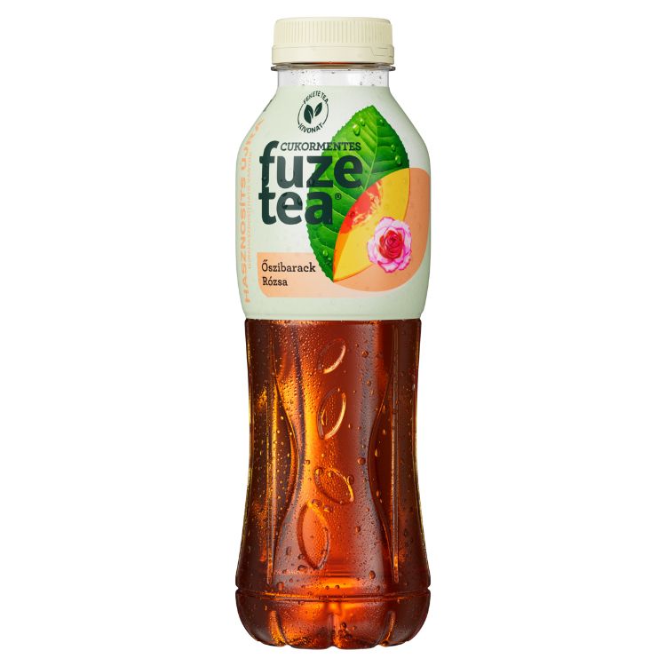 FUZETEA Zero Fekete tea Őszibarack és Rózsa műanyag palack