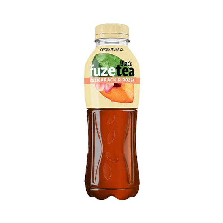 FUZETEA Zero Fekete tea Őszibarack és Rózsa műanyag palack