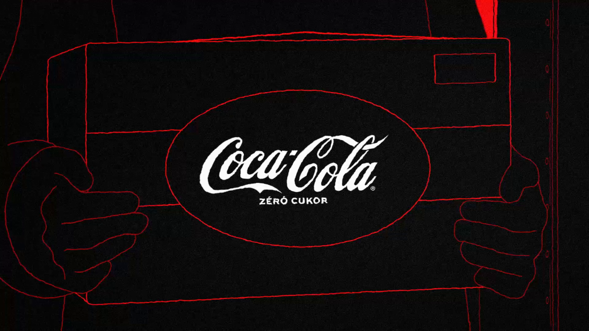 A Coca-Cola logó a fekete háttéren