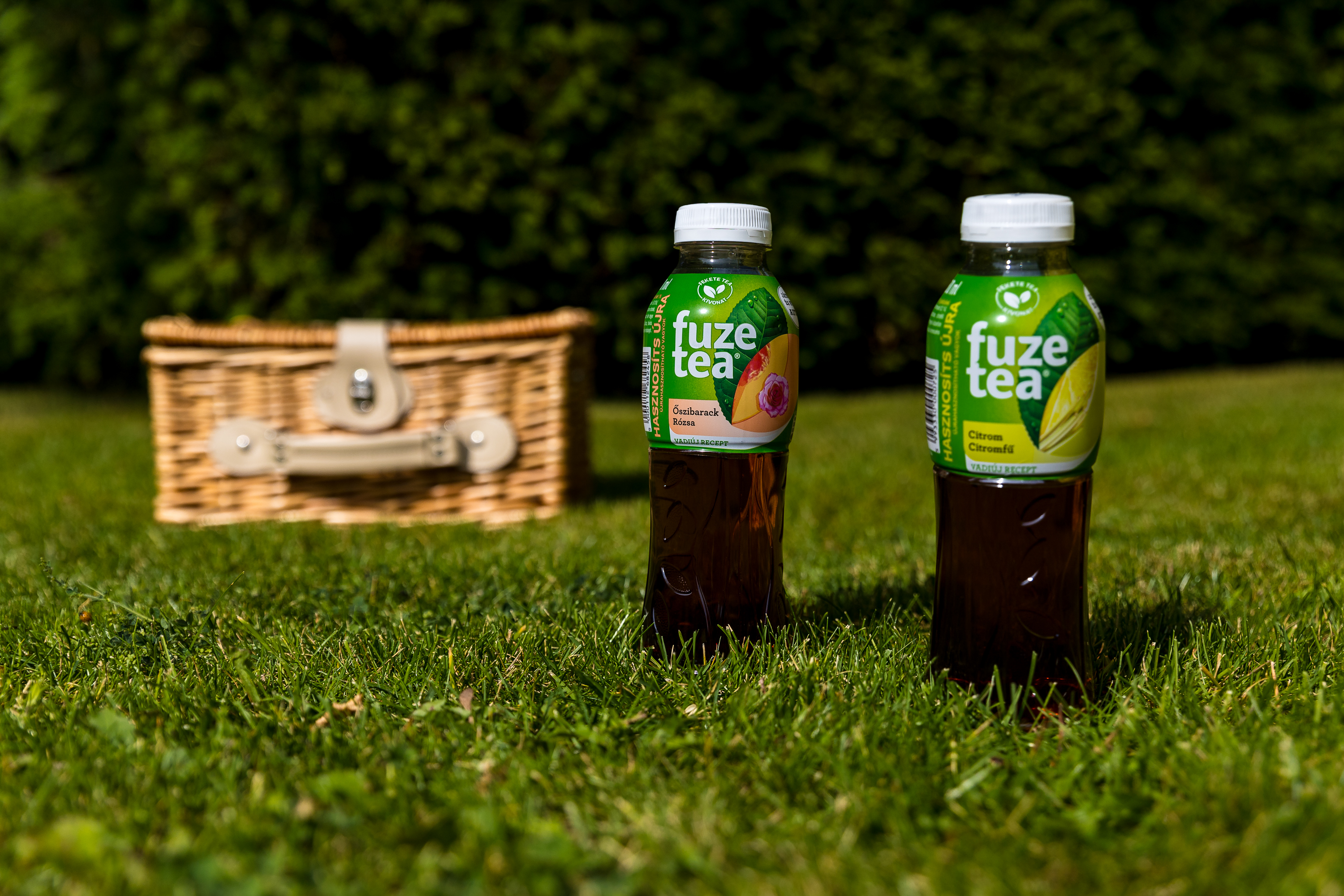 Fuzetea piknik két üveggel és egy piknikdobozzal