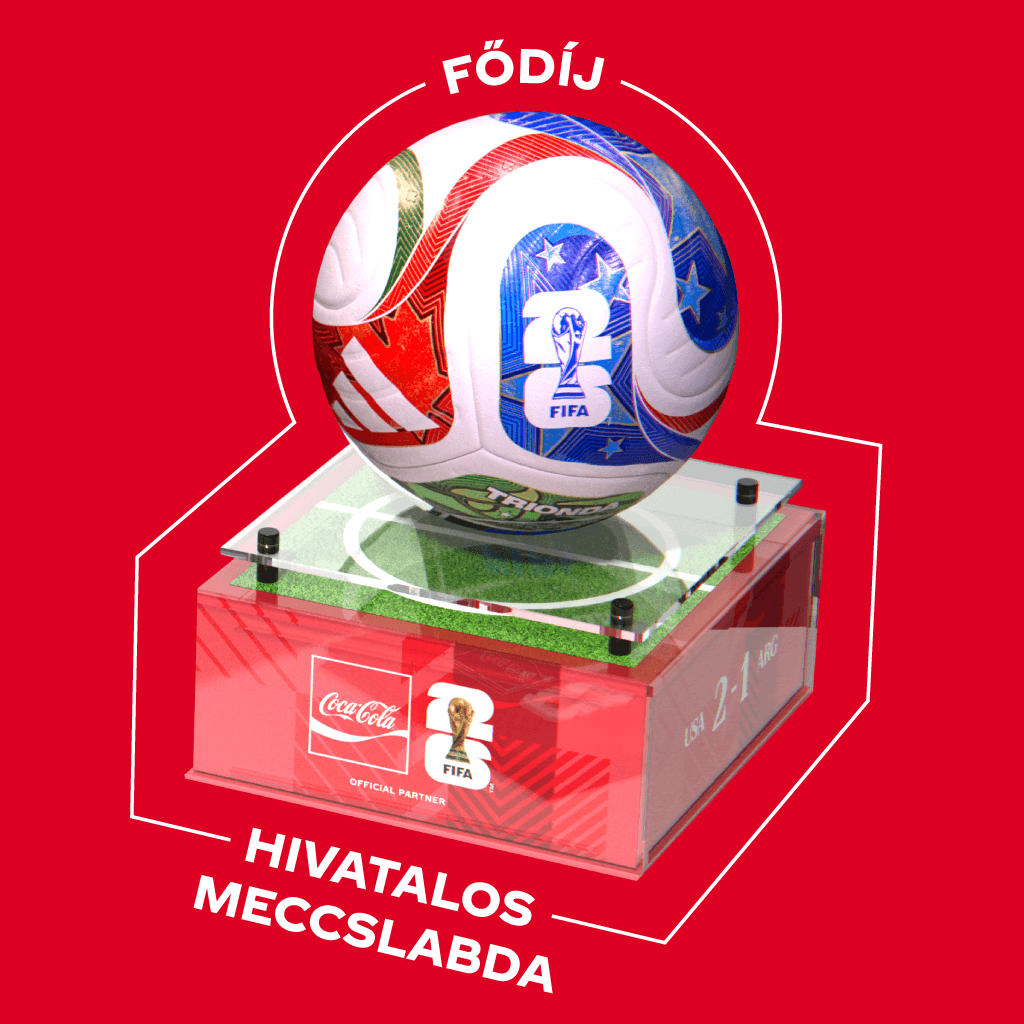 Adidas hivatalos meccslabda dobozzal piros háttéren