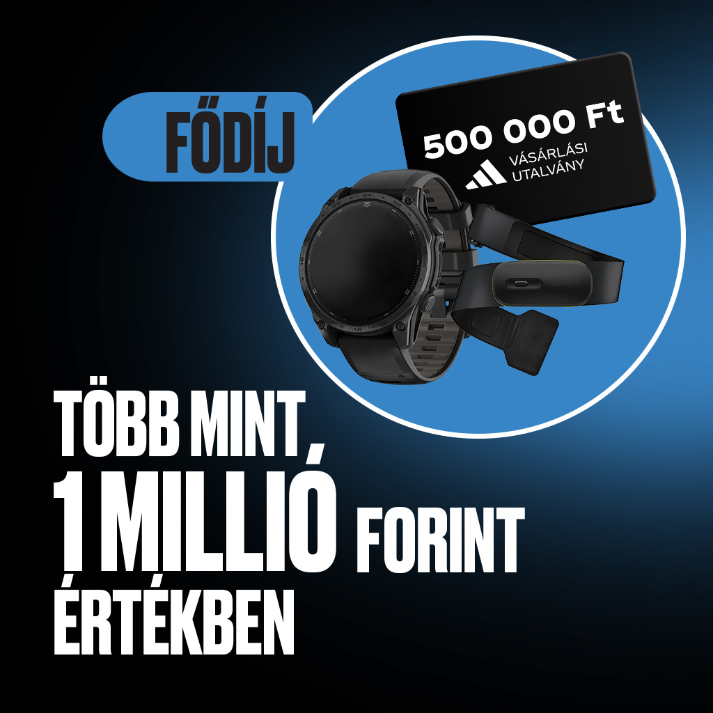 Okosóra, sportpánt és vásárlási utalvány, „Fődíj” jelöléssel, több mint 1 millió forint értékben.