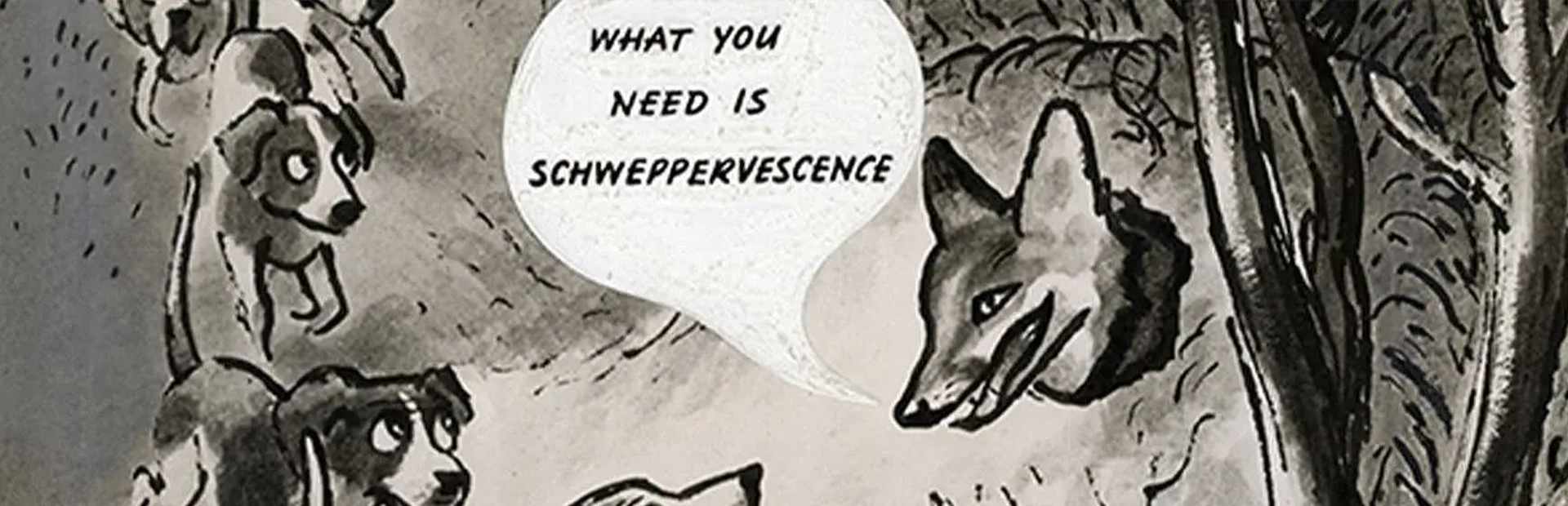 Cartoom of fox amd dogs