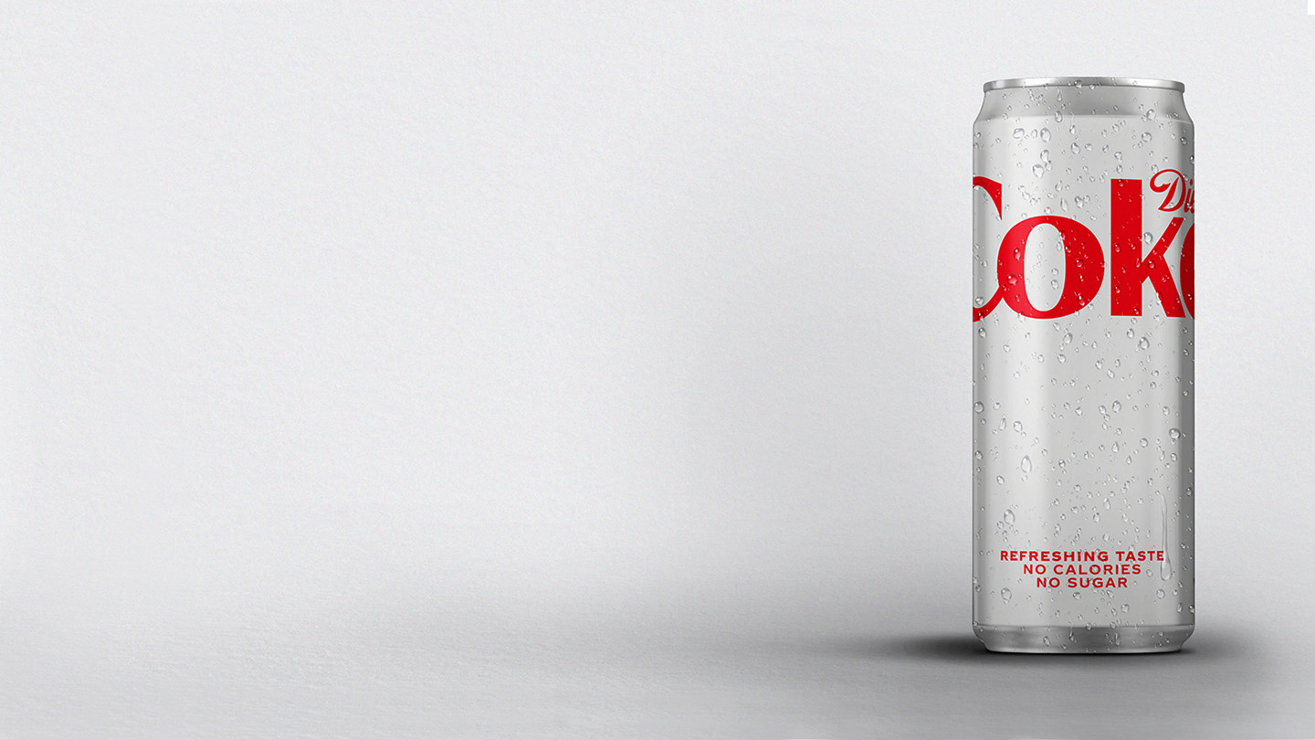 Diet Coke can on grey background