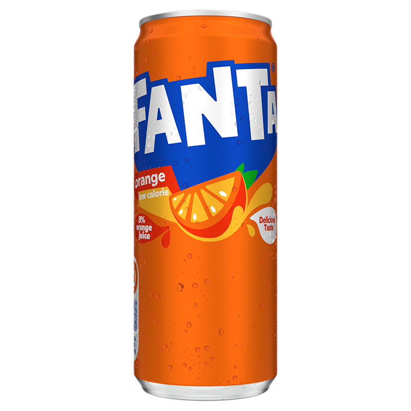 Fanta Orange can on white background