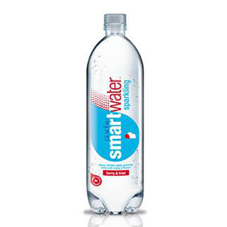 GLACÉAU Smartwater Sparkling Berry & Kiwi bottle on dark blue background.