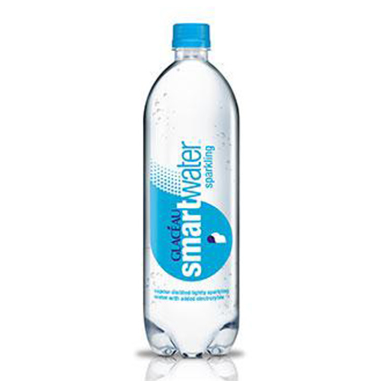 GLACÉAU Smartwater Sparkling bottle on dark blue background.