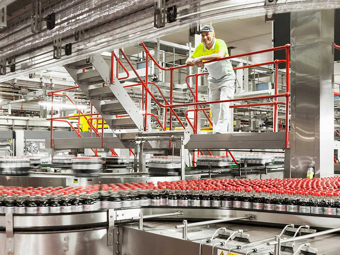 Inside view of a Coca-Cola factory