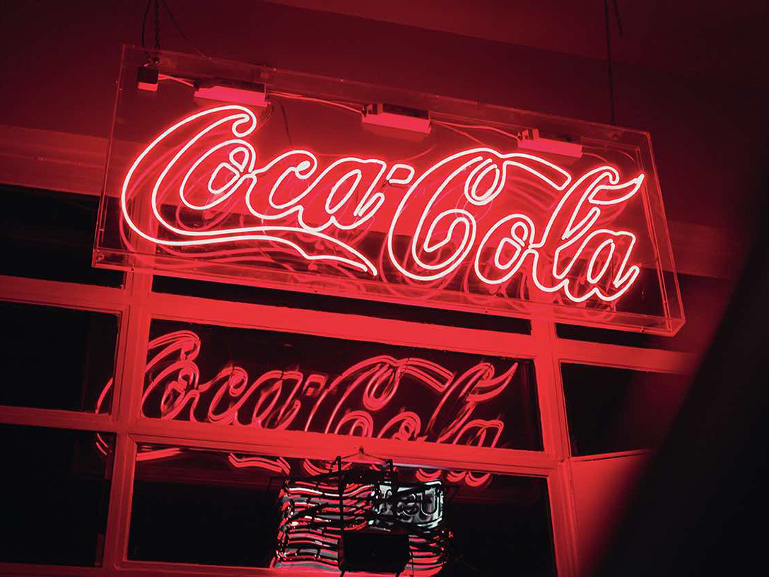Coca-Cola logo made in red neon light