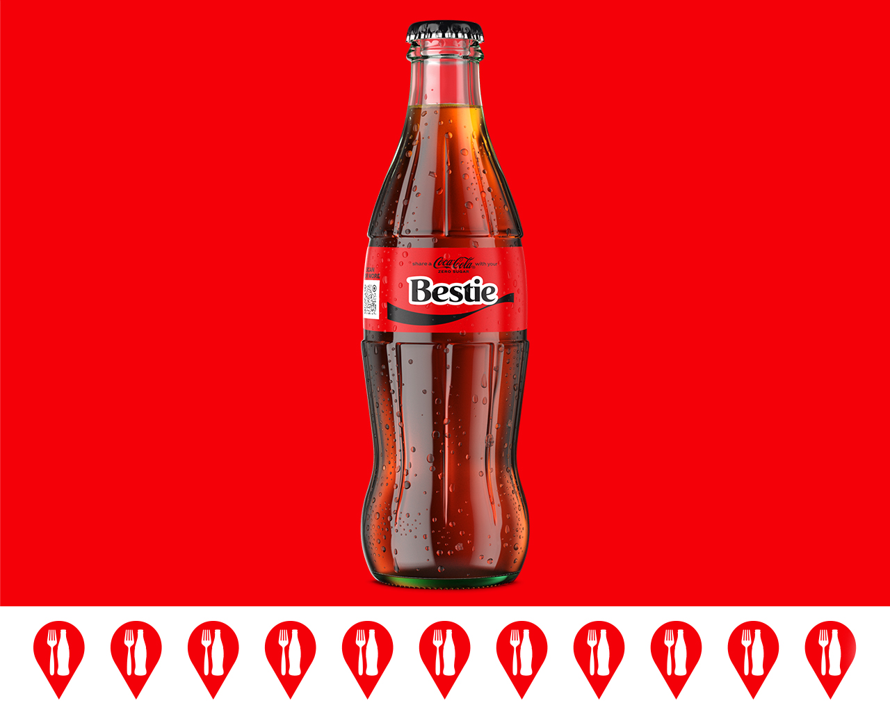 coca-cola zero sugar glass bottle with personnalized name