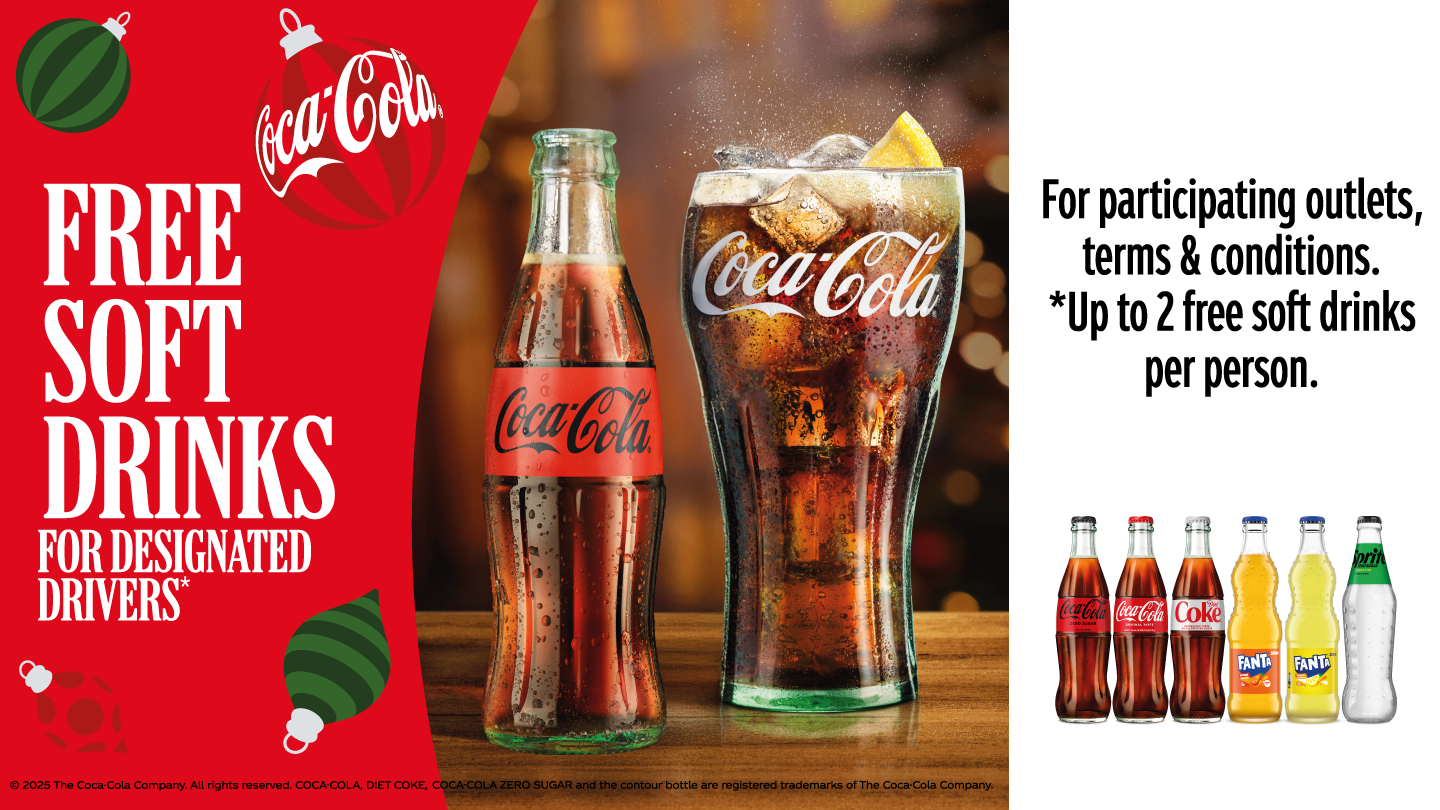 Free soft drinks for Designated Drivers Ireland Banner