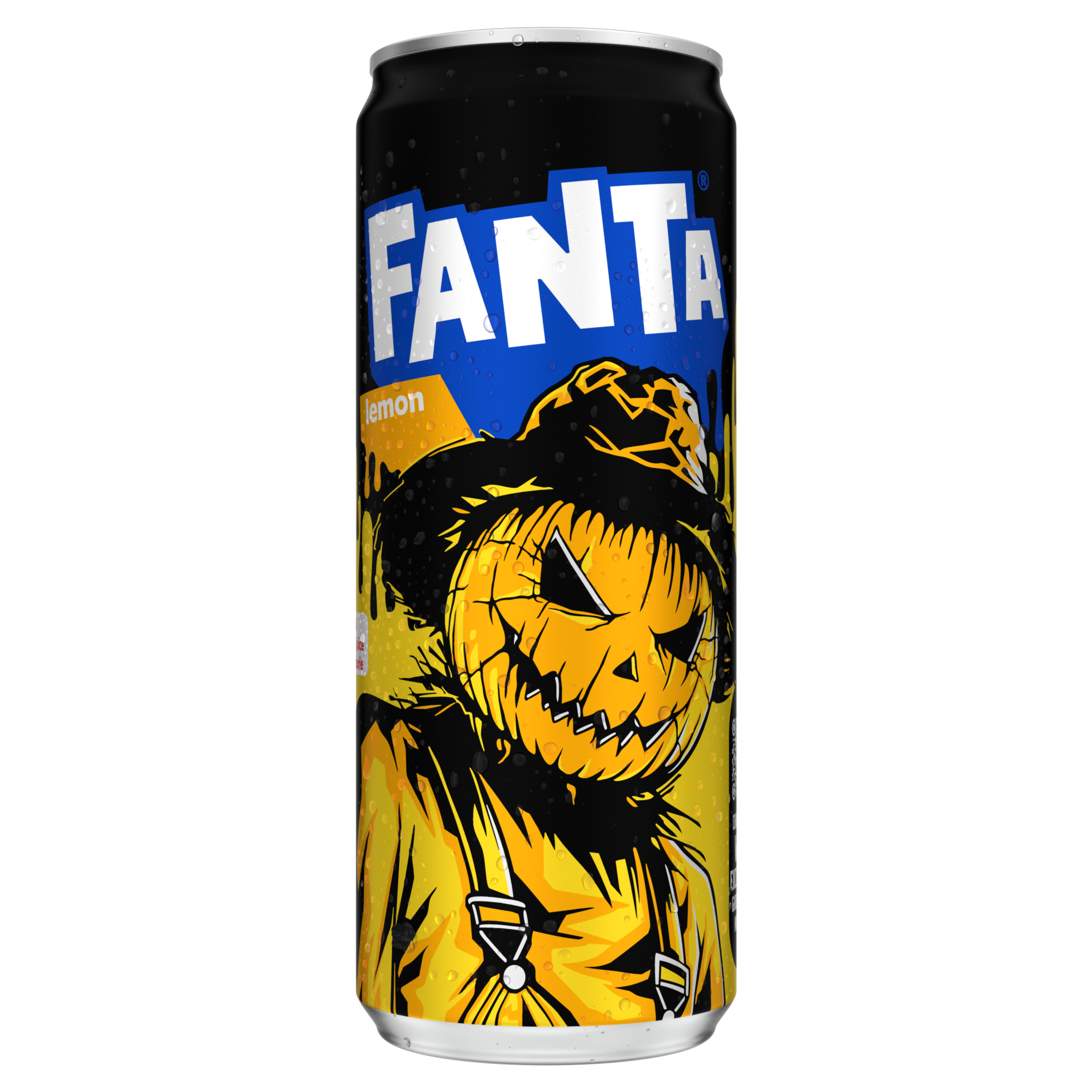 Fanta Lemon can on white background