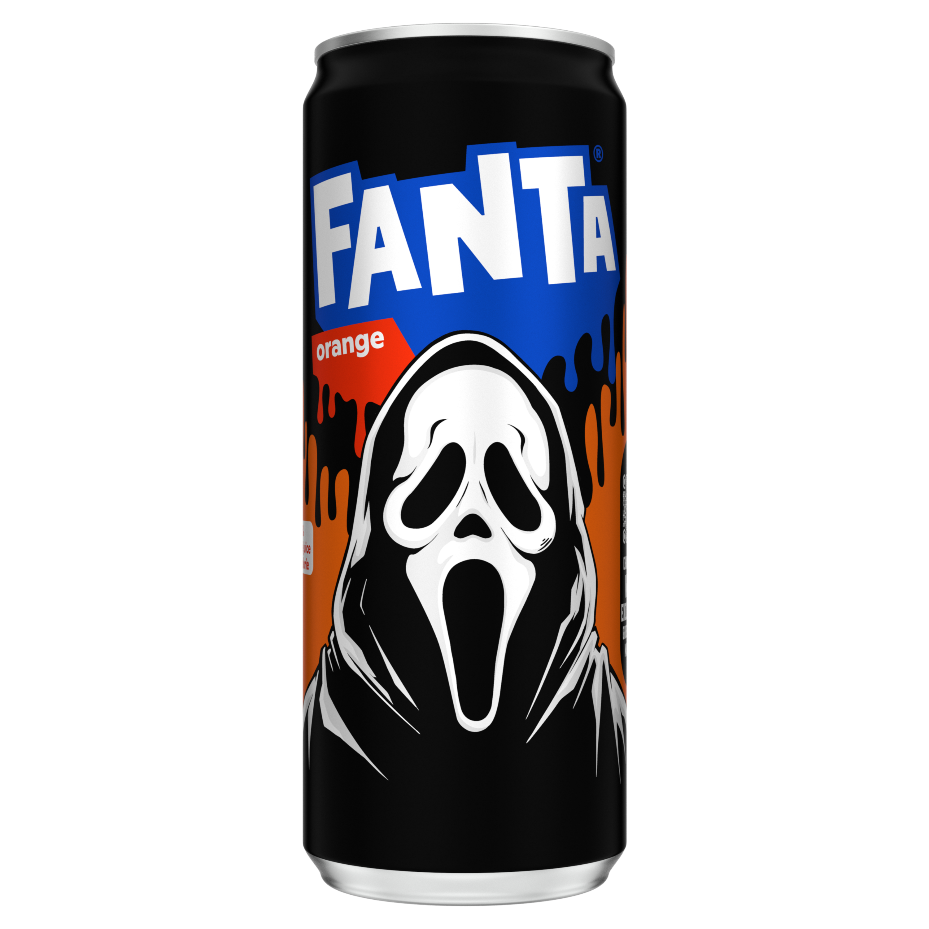 Fanta Orange can on white background