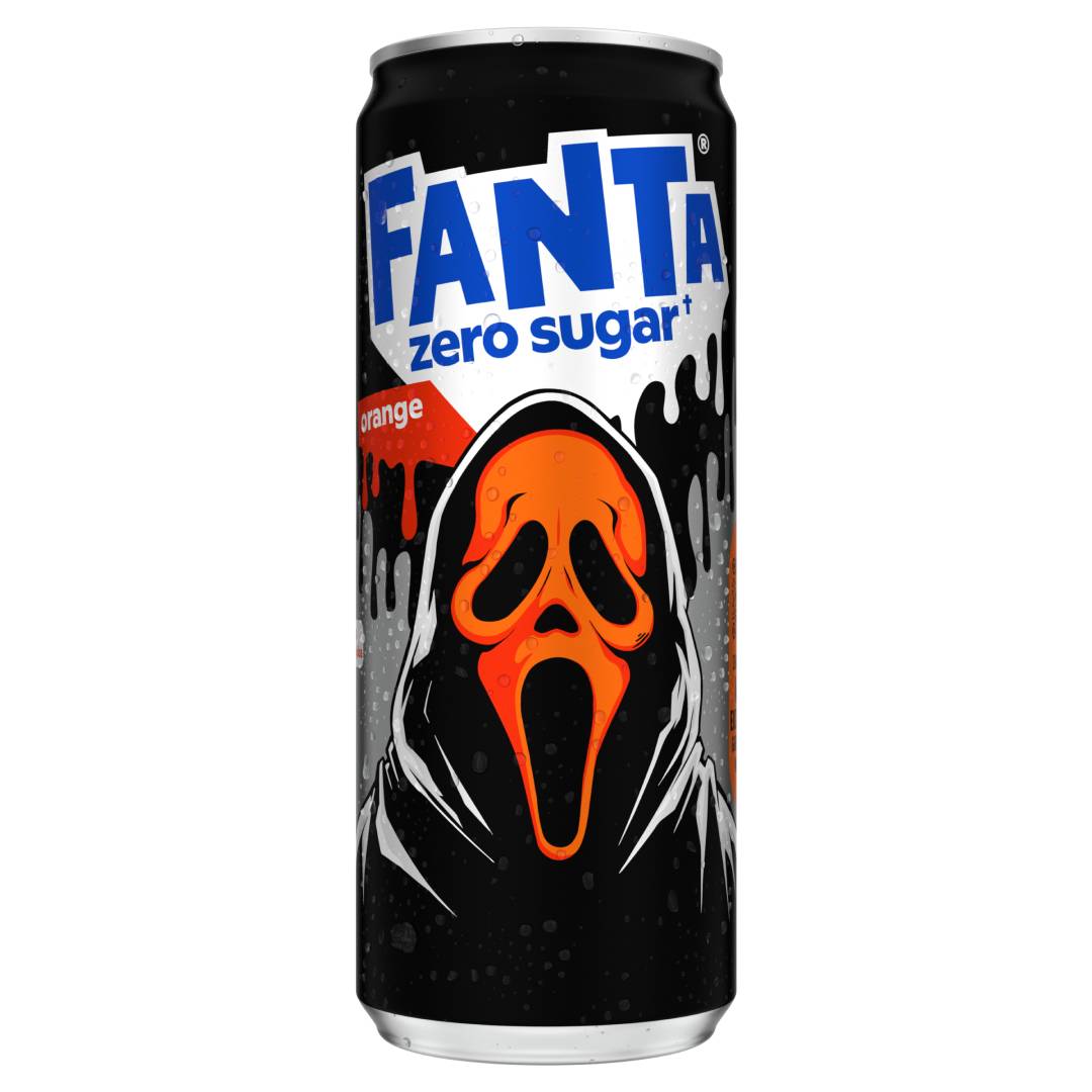 Fanta Orange Zero can on white background