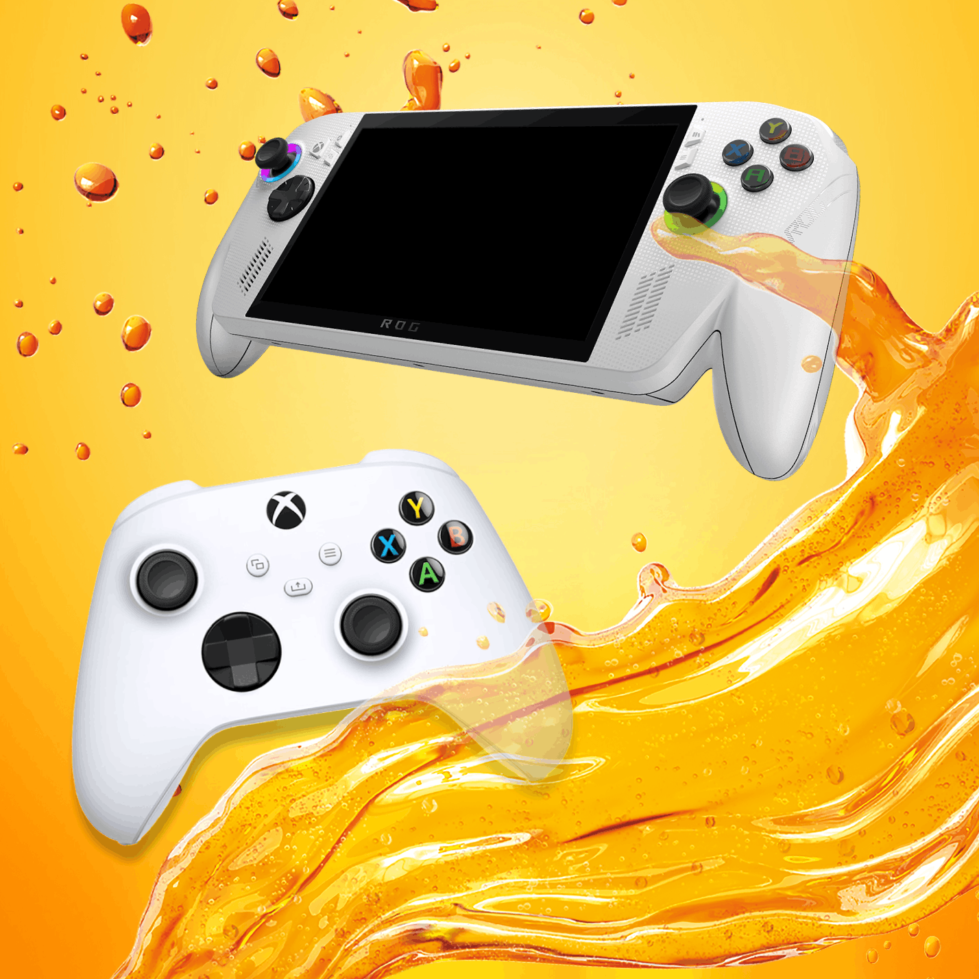 Xbox ROG Ally Handheld Console and Xbox Controller