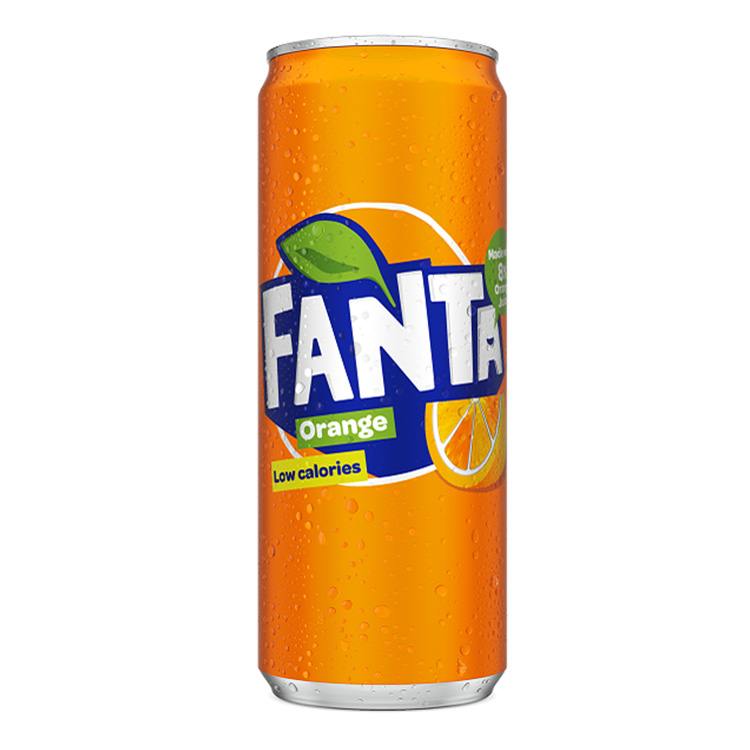 Fanta Orange can on white background