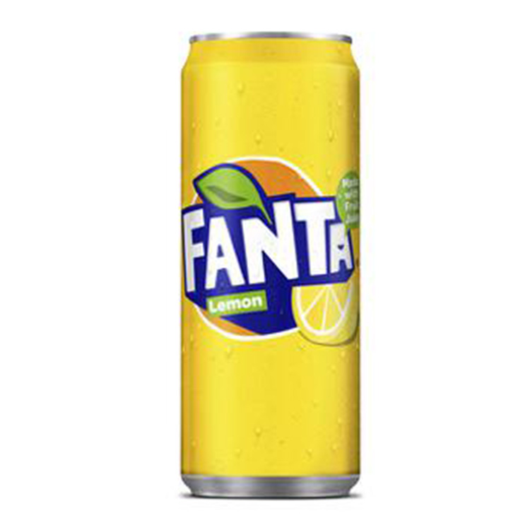 Fanta Lemon can on white background
