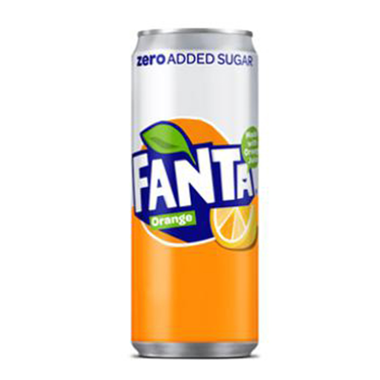 Fanta Orange Zero can on white background