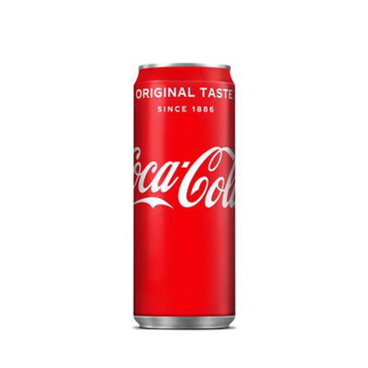 Coca-Cola Original Taste can on white background.