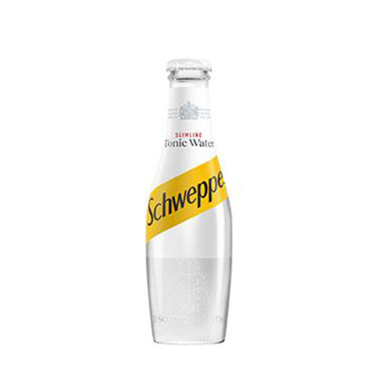 Schweppes Slimline Tonic Water bottle on white background