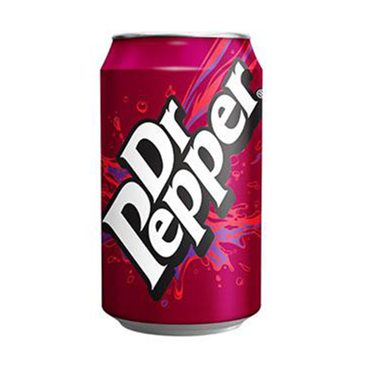 Dr Pepper can on white background.