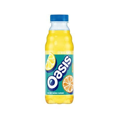Oasis Citrus Punch bottle on white background.
