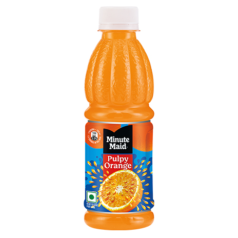 Cold bottle of Minute Maid Pulpy Orange 