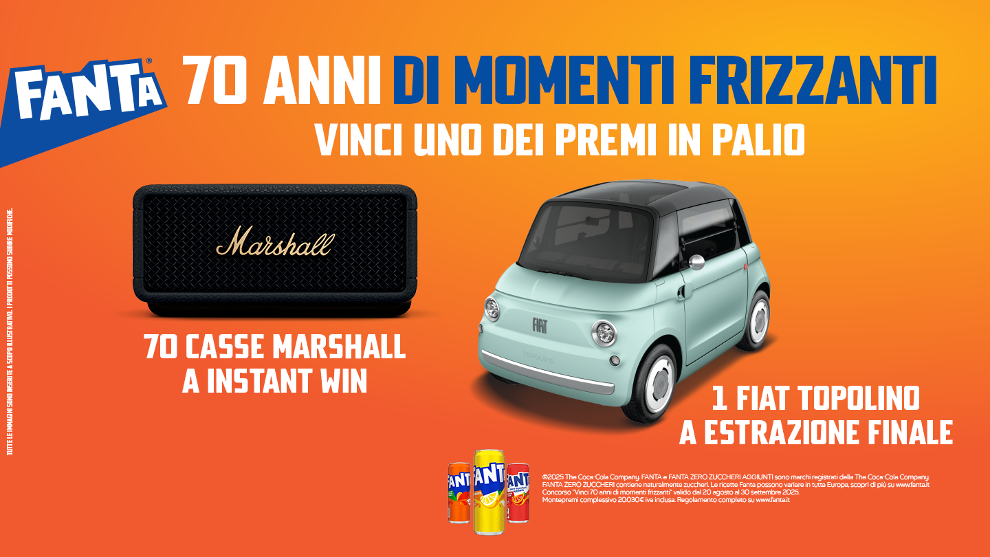 70 anni di momenti frizzanti fanta logo mashall speakers e fiat topolino