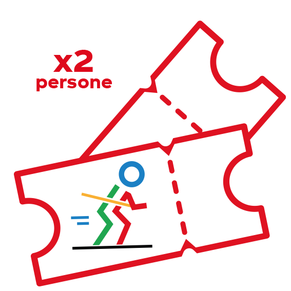 biglietti per le olimpiadi per due con uno sciatore disegnato