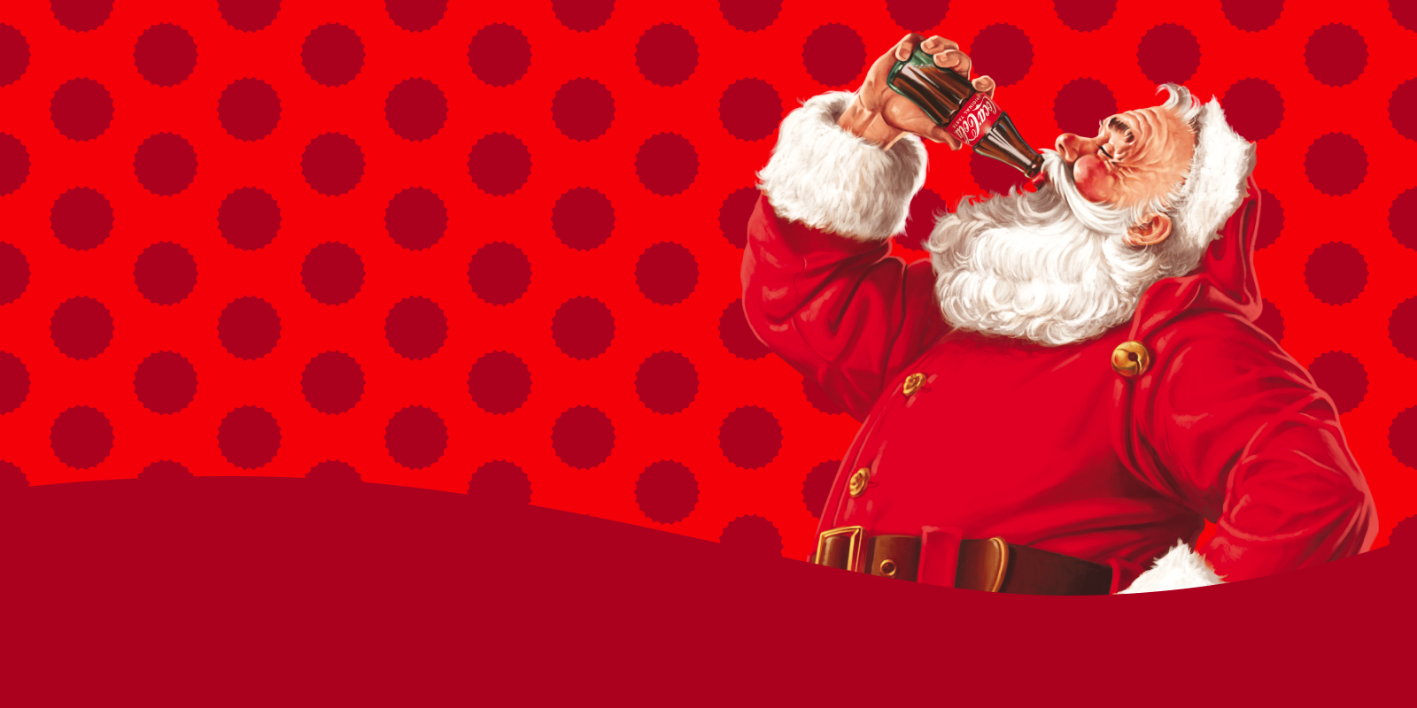 Babbo Natale che beve una Coca-Cola, poins sullo sfondo
