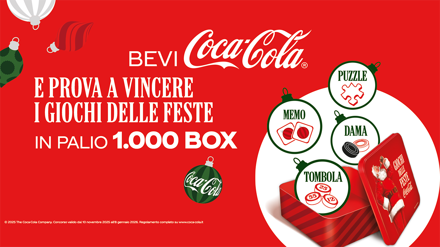 Coca-Cola rende il tuo Natale ancora più speciale! Scopri come rendere indimenticabile ogni momento e prova a vincere una delle 1000 box dei giochi da tavolo delle Feste in palio.