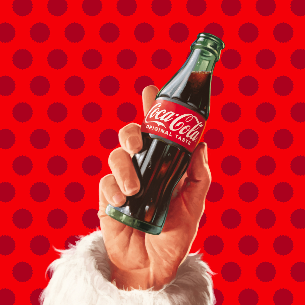 bottiglia in vetro di Coca-Cola su uono sfondo a poins