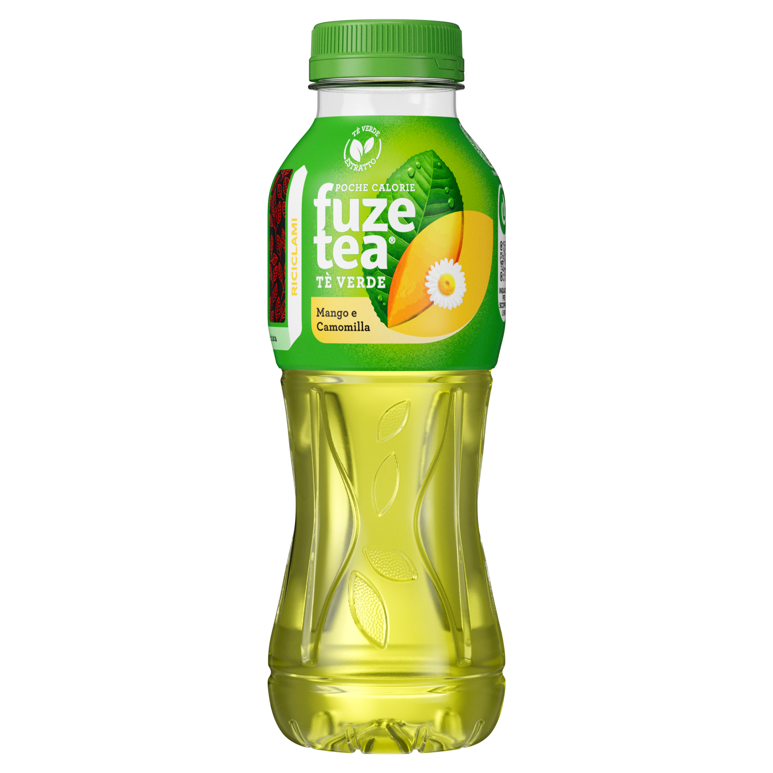 Una bottiglia di Fuze tea tè verde mango e camomilla