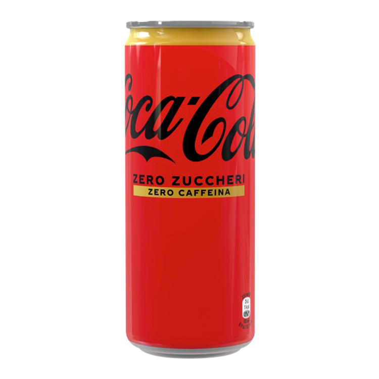 Una lattina di Coca-Cola Zero Zuccheri Zero Caffeina.