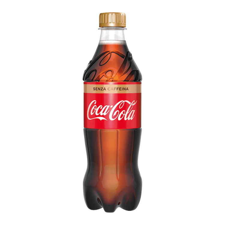 Una bottiglia di Coca-Cola Senza Caffeina.  Informazioni nutrizionali di Coca-Cola Senza Caffeina.   Ingredienti di Coca-Cola Senza Caffeina.